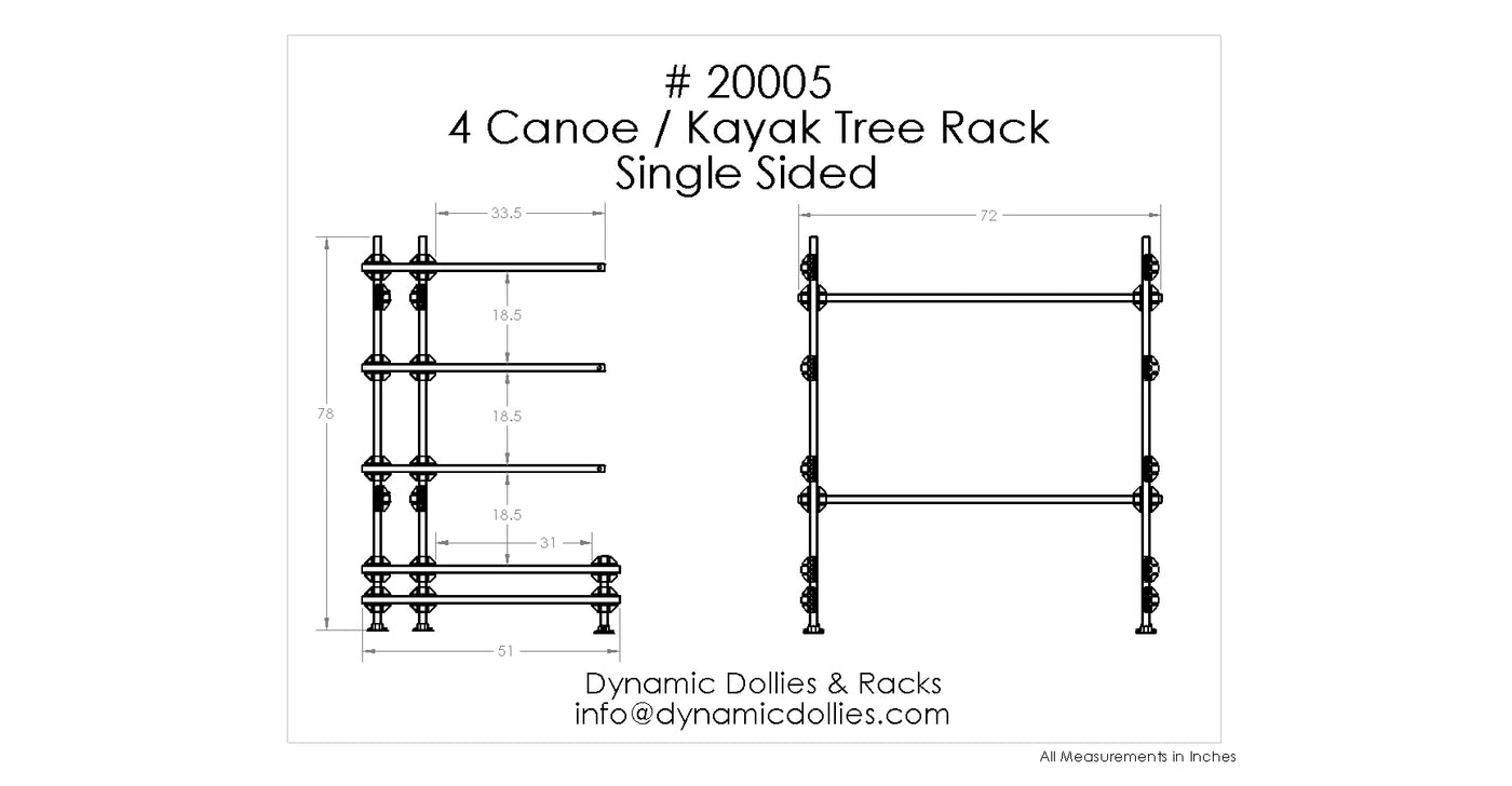 4 Canoe or Kayak Tree Storage Rack